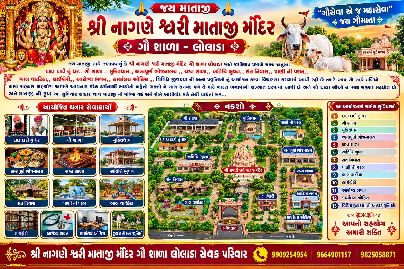 Shri Nagneshwari Mataji Mandir Goshala Lolada project overview